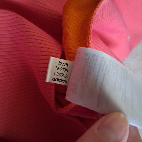 Adidas Women's Size XL Coral Orange Ribbed Athletic Stretch Biker Shorts - Picture 9 of 13